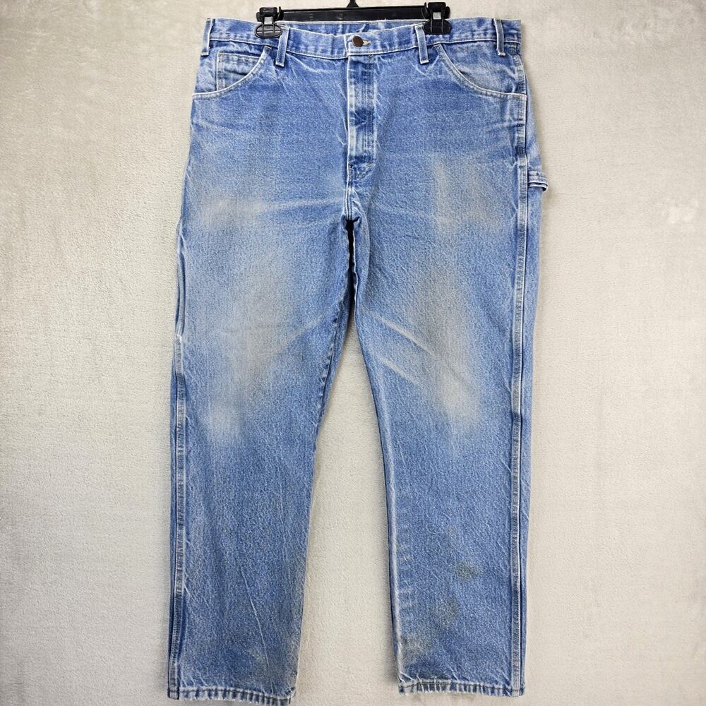 Dickies Jeans Mens 38x30 Blue Faded Workwear Skater Grunge Y2K Whiskers